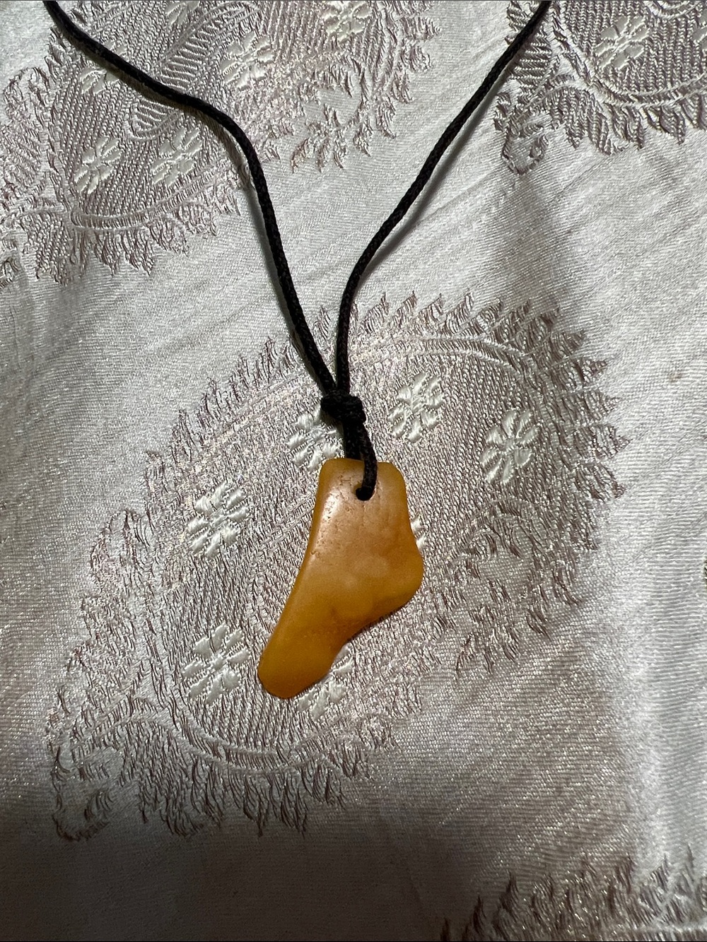 Handcrafted Amber Pendant Necklace - Yellow Brown